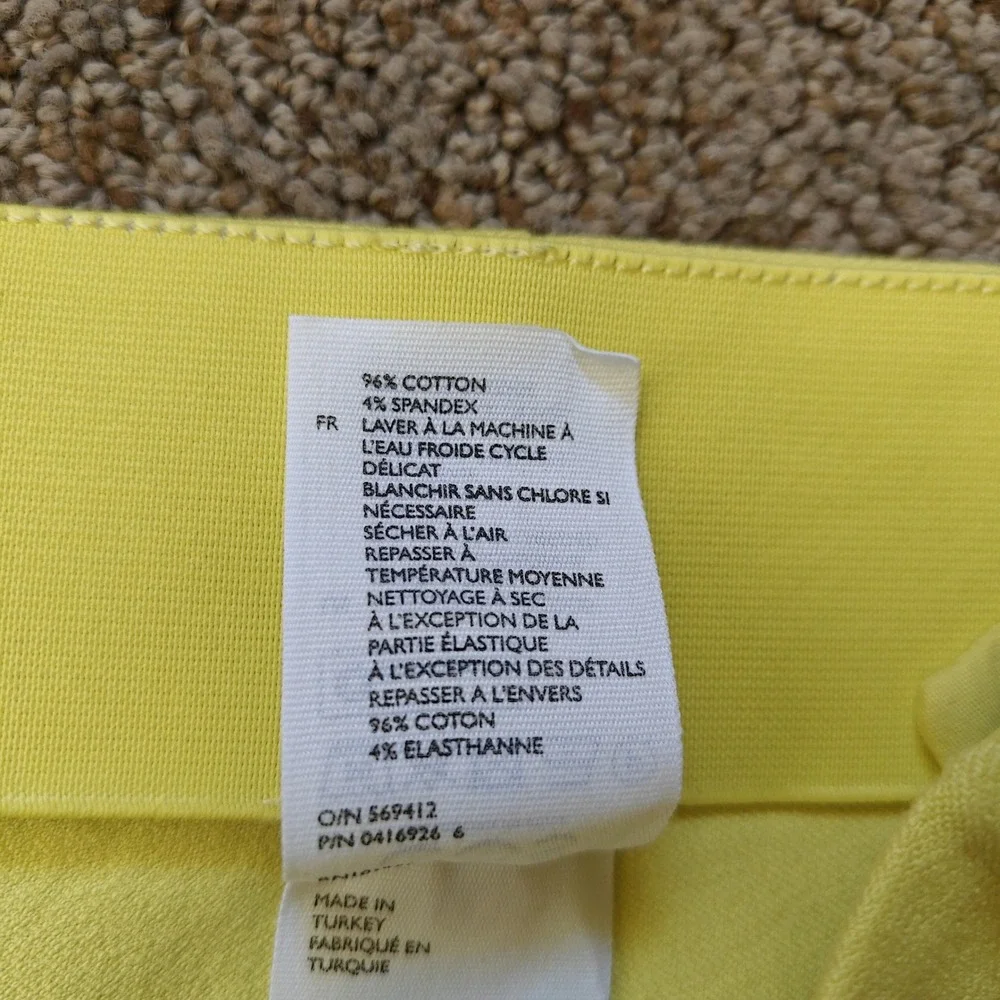 COS Womens Yellow Slim Leg‎ Side Zip Ankle Zip Trousers Pants Size 8 Stretch